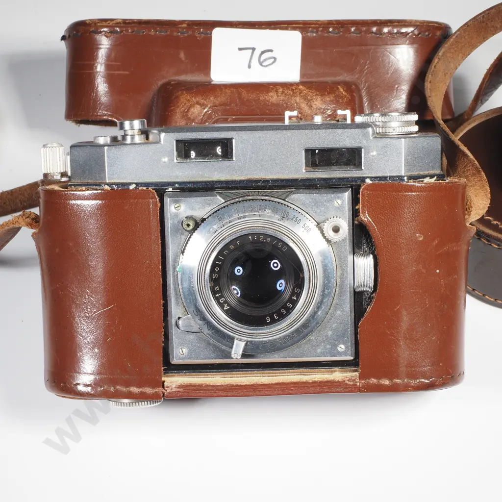 Vintage Agfa Karat 36 Film Camera in Leather Case w Spare Sun Visor Lens Image 1++
