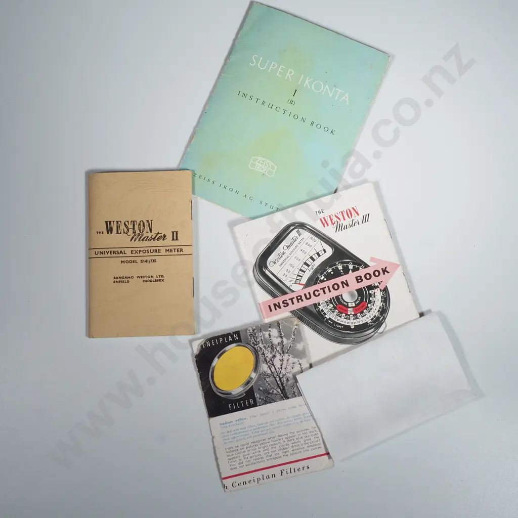 Vintage Weston Exposure Meter Instruction Booklets x 2 & Super Ikonta Instruction Book Image 1++
