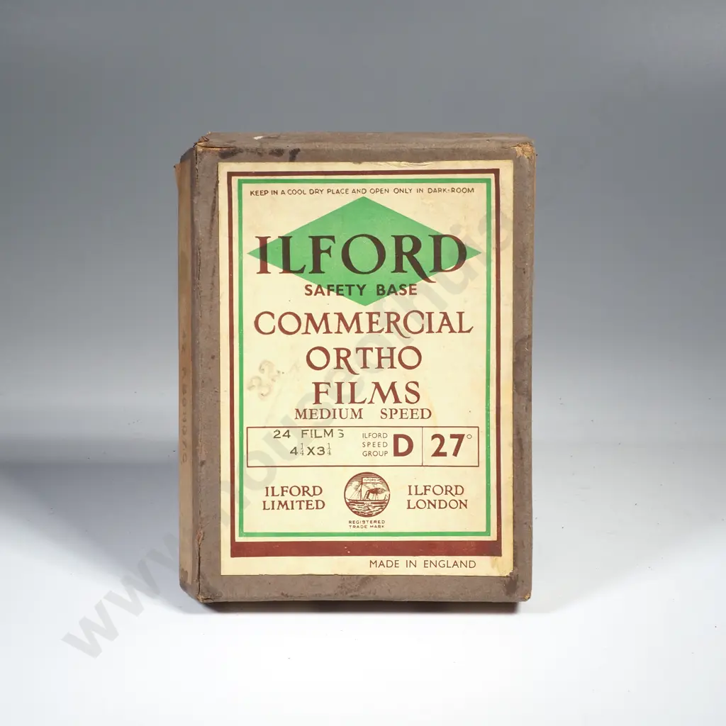 Vintage Ilford Safety Base Commercial Ortho Films, Medium Speed, in Box Image 1++