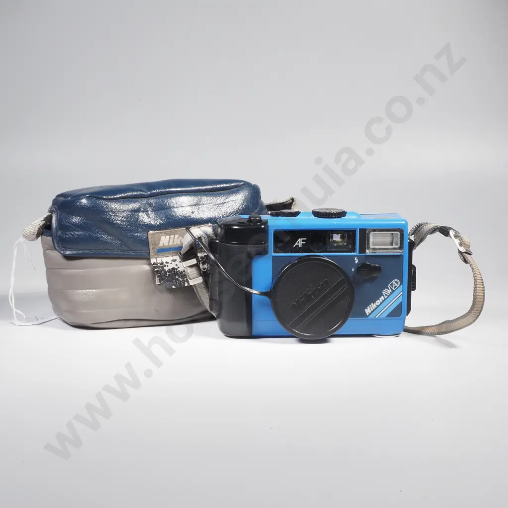 Blue Nikon L35 AW AD 35mm Film Camera w Strap & Case Image 1++