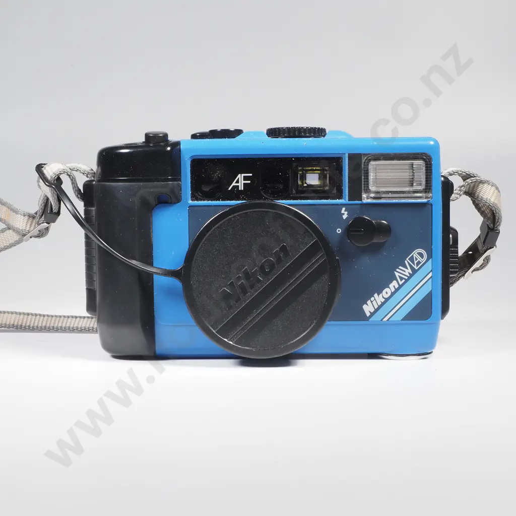 Blue Nikon L35 AW AD 35mm Film Camera w Strap & Case Image 1++