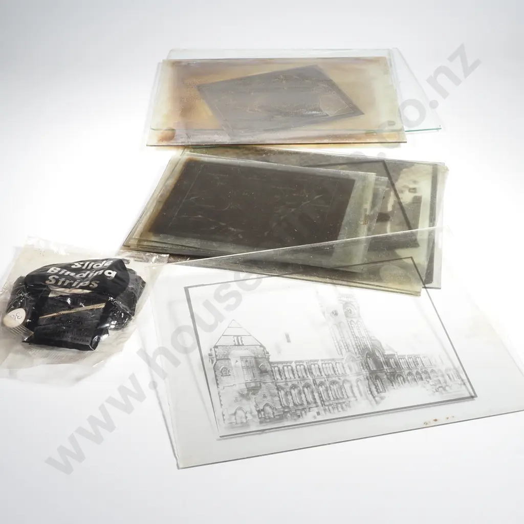 Vintage Glass Slides - Mostly Depicting NZ Climate Maps, w Slide Binding Strips Image 1++