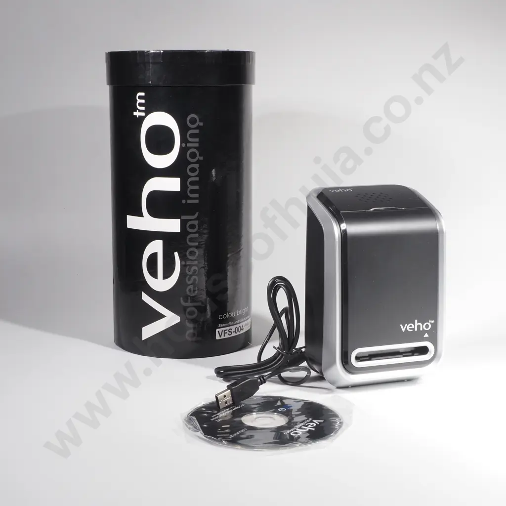 Veho VFS-004 Deluxe Film & Slide Scanner in a Black Cylindrical Container, Designed to Scan 35mm Film Negatives & Slides Image 1++