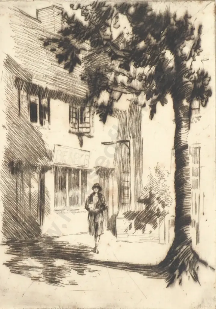 1929 Calendar on Matt Board w Etching Titled in Pencil Image 1++