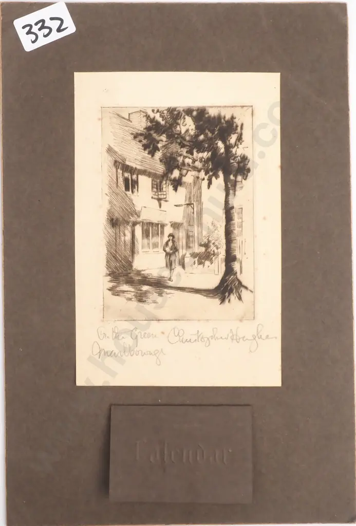 1929 Calendar on Matt Board w Etching Titled in Pencil Image 1++