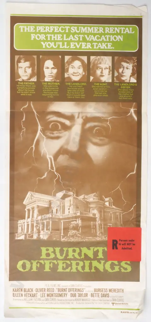 Vintage Australian/New Zealand Daybill Poster for 'Burnt Offerings' Image 1++