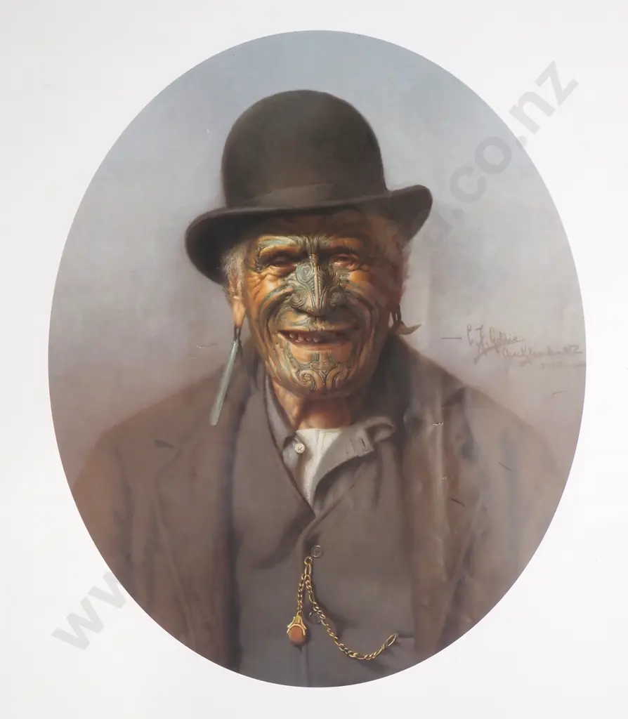 C. F. Goldie, All 'e Same t'e Pakeha, Te Aho-te-Rangi Wharepu, Ngati Mahuta. Capper Press Image 1++