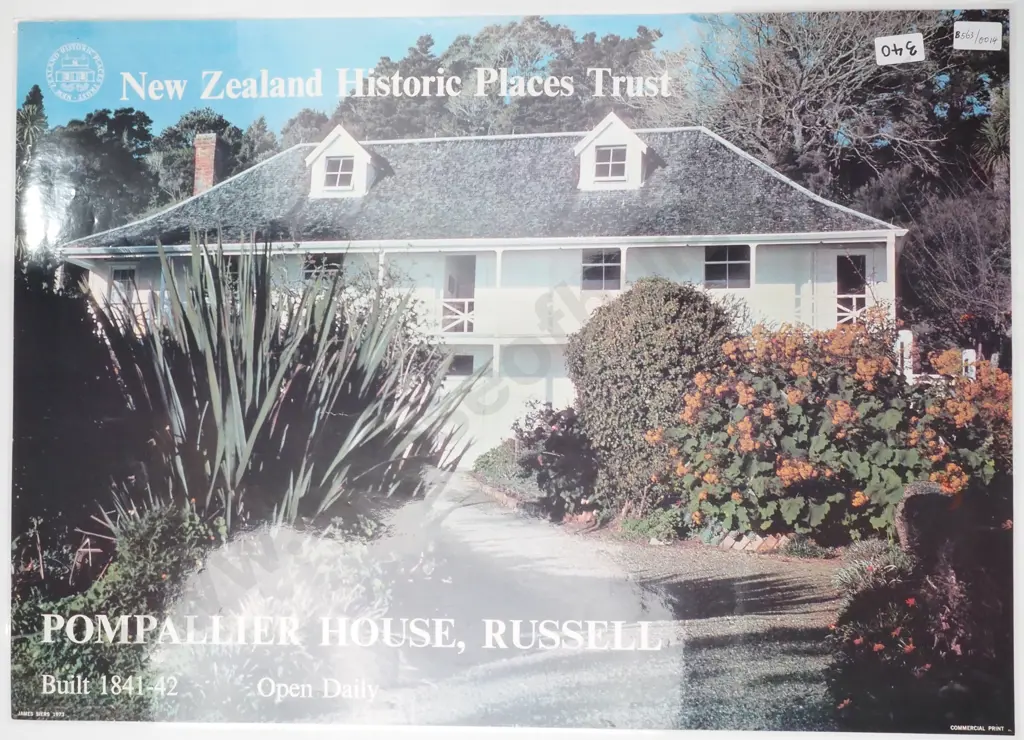 Pompallier House, Russell, 1841-42, NZHPT. (Laminated) Image 1++
