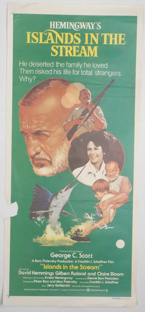 Vintage Australian/New Zealand Daybill Poster for Hemingway's Islands in the Stream Image 1++