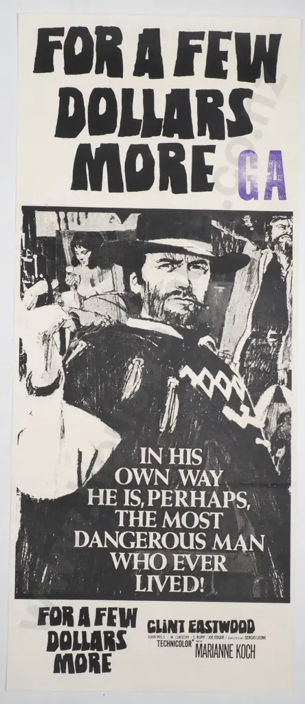 Original New Zealand Daybill Poster for the Movie 'For a Few Dollars More' Image 1++