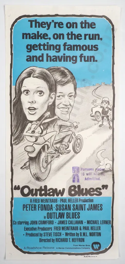 Vintage Australian/New Zealand Daybill Poster for 'Outlaw Blues' Image 1++