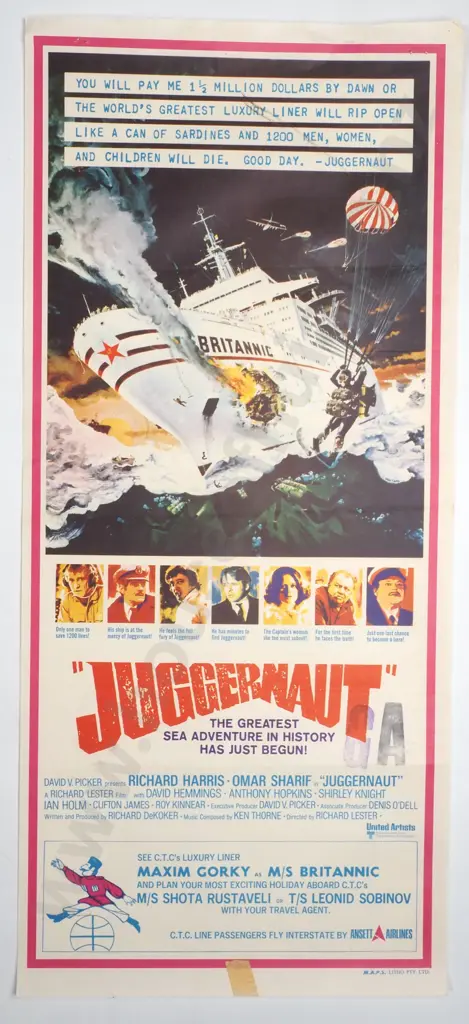 Vintage Australian/New Zealand Daybill Poster for 'Juggernaut' Image 1++