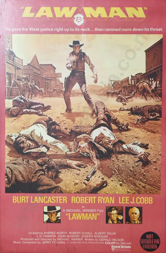 Vintage US 1971 Western Movie Poster 'Lawman', Burt Lancaster, Robert Ryan & Lee J. Cobb Image 1++