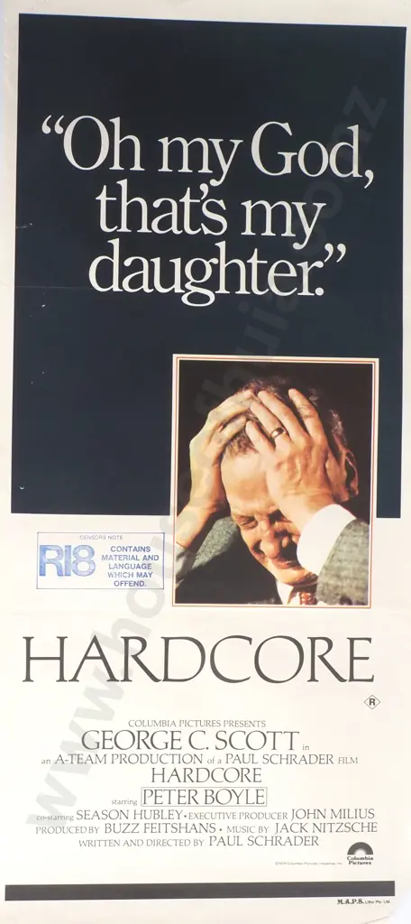 Vintage Australian/New Zealand Daybill Poster for 'Hardcore' Image 1++