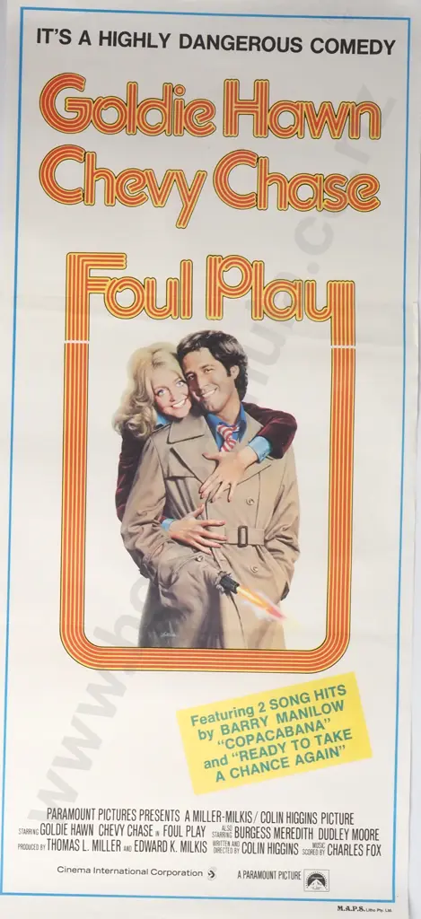 Vintage Australian/New Zealand Daybill Poster for 'Foul Play' Starring Goldie Hawn & Chevy Chase Image 1++