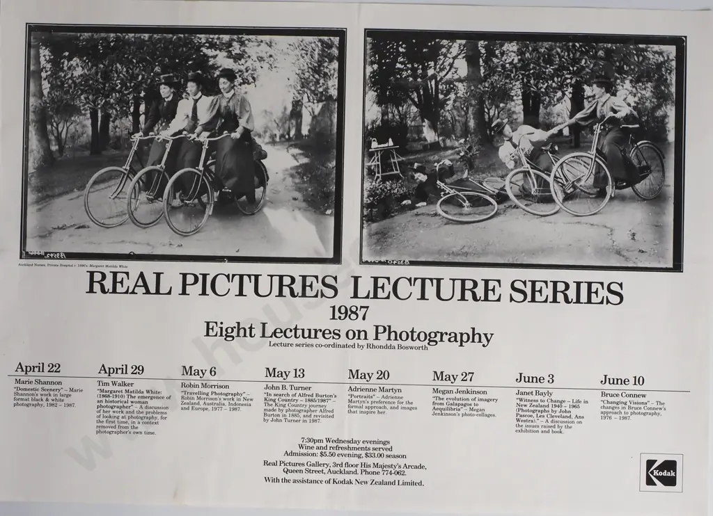 Poster for 'The Real Pictures Lecture Series: Eight Lectures on Photography', 1987, Coordinated by Rhondda Bosworth Image 1++