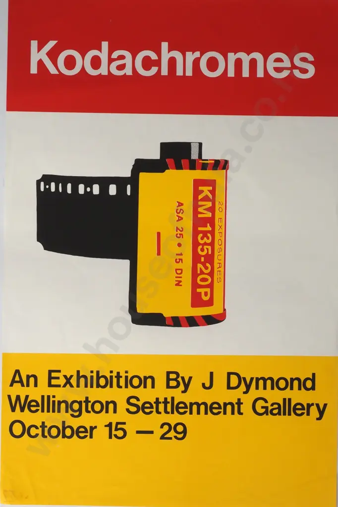 Vintage Event Poster 'Kodachromes - An Exhibition by J Dymond Wellington Settlement Gallery October 15-29' Image 1++