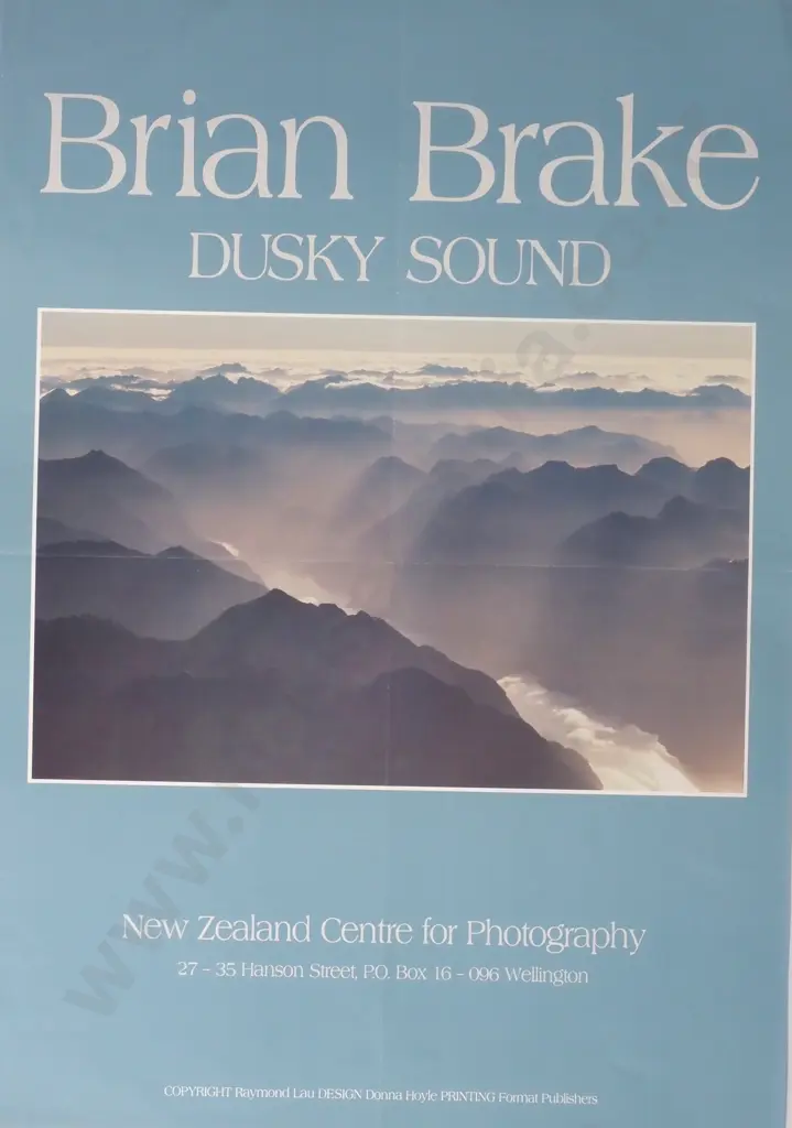 Vintage Poster w Landscape of Dusky Sound by New Zealand Photographer Brian Brake Image 1++