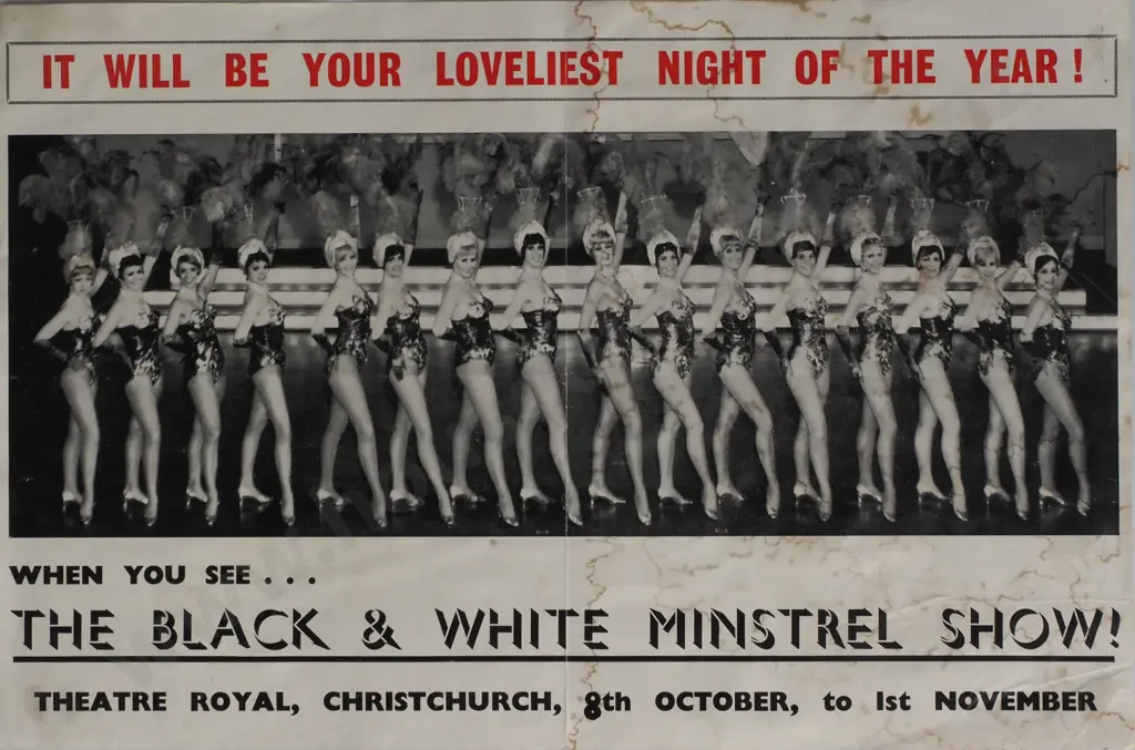 Vintage 'The Black & White Minstrel Show', NZ Tour Promotional Poster Image 1++