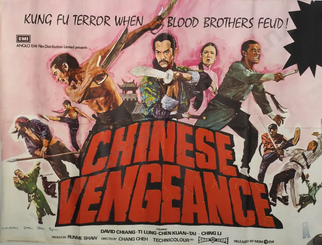 Vintage 'Chinese Vengeance' Movie Poster - Printed in England Image 1++