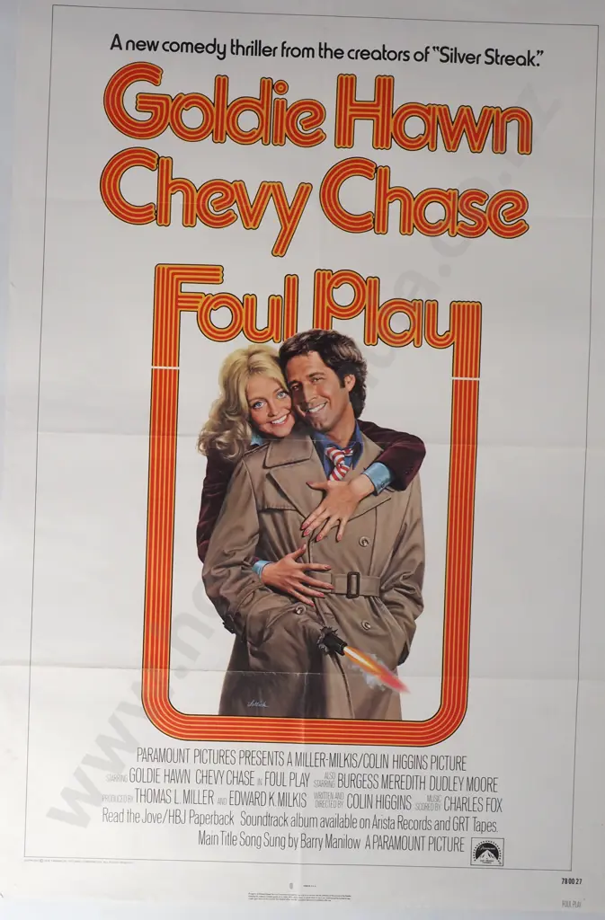 Vintage Movie Poster for the Film 'Foul Play' Starring Goldie Hawn & Chevy Chase Image 1++