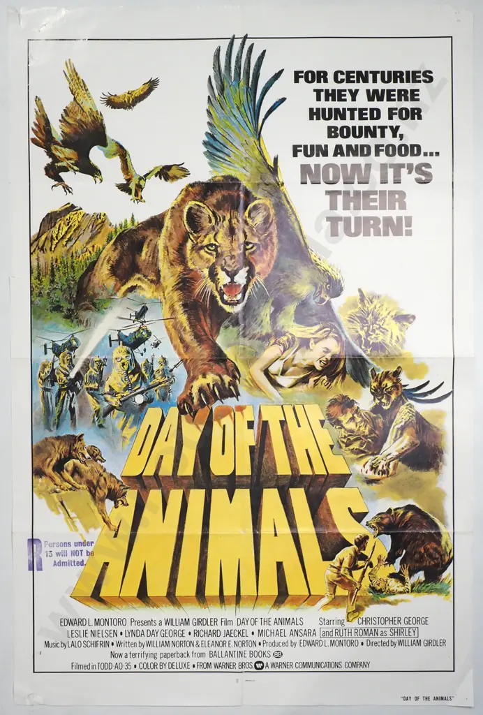 Vintage Movie Poster for 'Day of the Animals' 1977 Image 1++