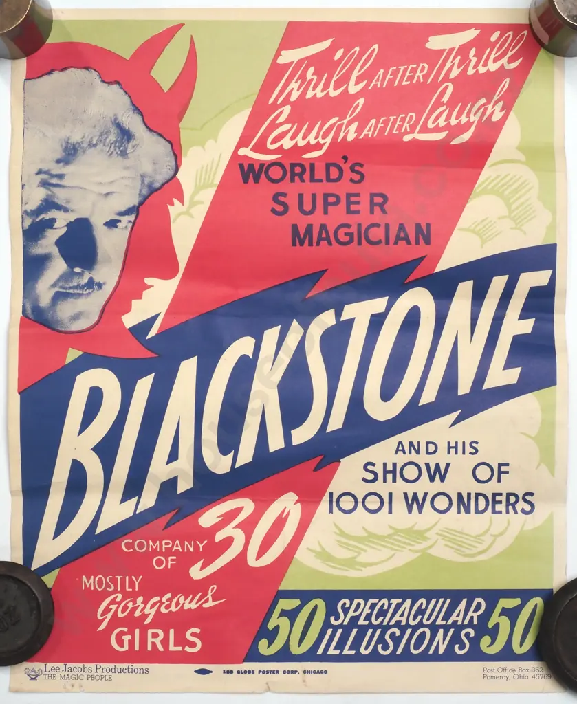 Vintage American Blackstone Super Magician Poster Image 1++
