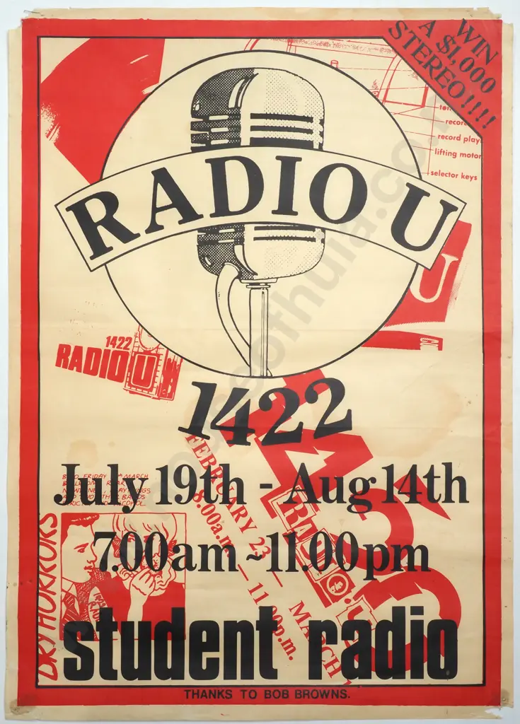 1985 'Radio U' Canterbury University Student Radio Poster Image 1++