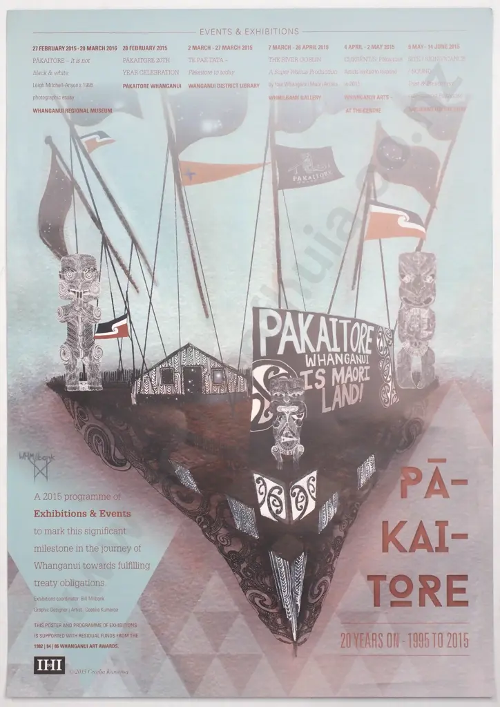 2015 Exhibitions and Events Programme Poster 'Pakaitore' 20 Years On - 1995 to 2015 Image 1++