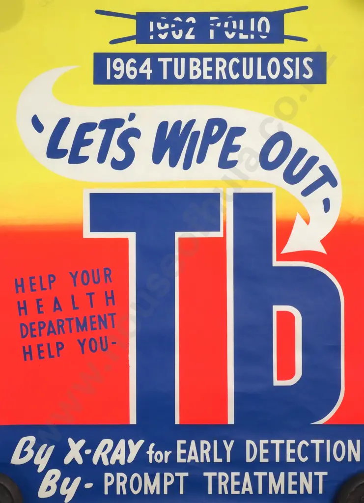 New Zealand 1964 Tuberculosis 'Wipe Out-TB' Health Dept Poster (Silk Screen Print) Image 1++