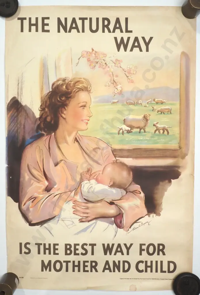 1950s Public Health Poster 'The Natural Way', Art by Eileen A. Soper Image 1++