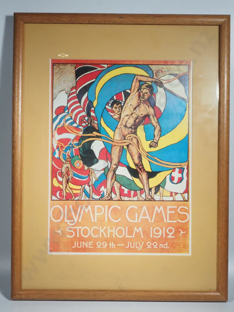 Framed Vintage Reproduction Poster for 1912 Summer Olympic Games in Stockholm, Sweden Image 1++