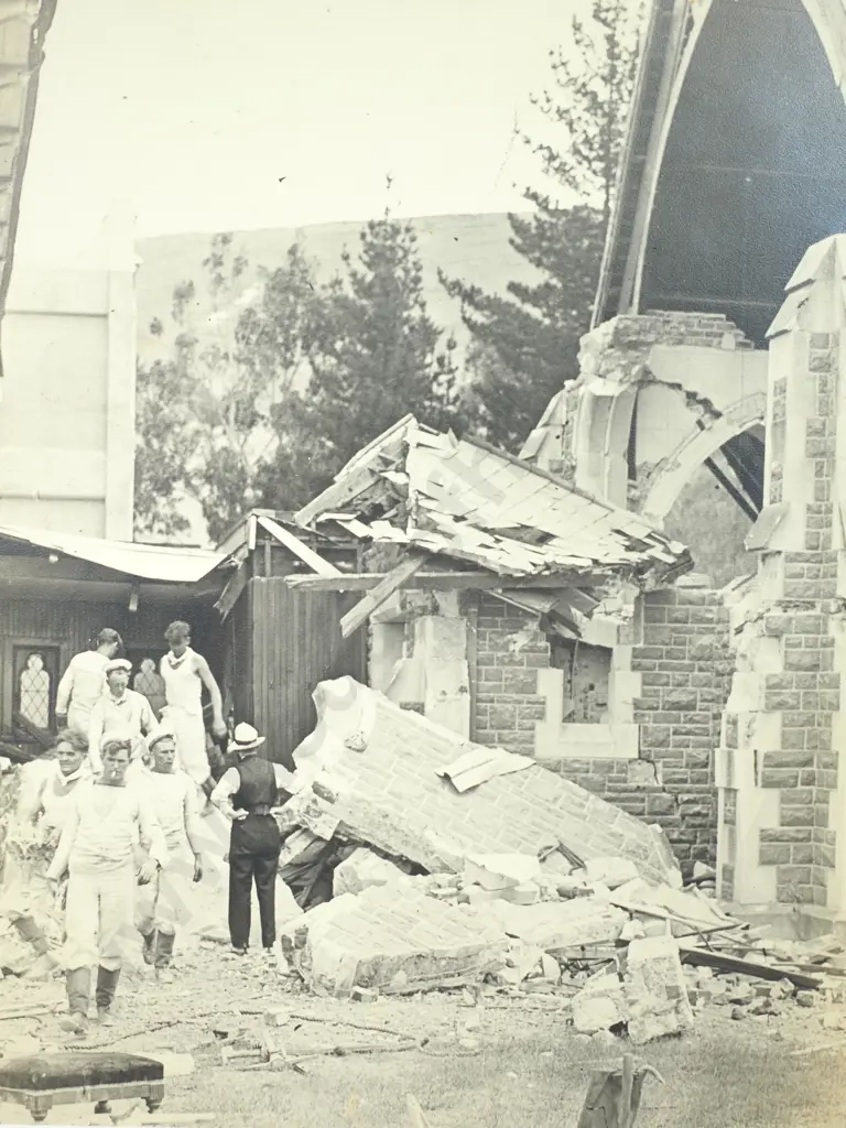 Photograph of the Napier Earthquake Rubble Being Cleared by the Navy - 1931 Image 1++