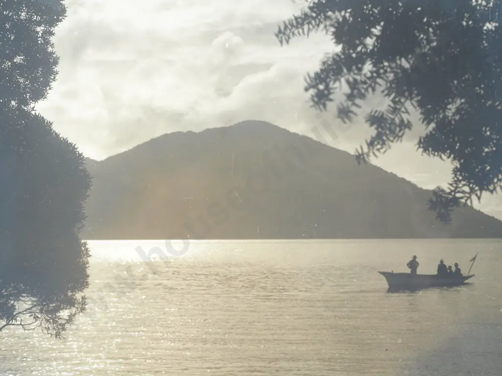 Photograph of People Fishing in a Boat on Lake Kanieri - c.1900 Image 1++