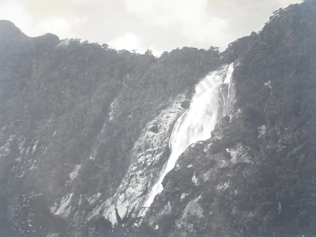 Photograph of the Bowen Falls, Milford Sound - c.1900 Image 1++