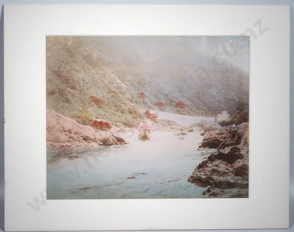 Ladies on the River in a Canoe - Albumen Photo-Handcoloured, c.1880 Image 1++