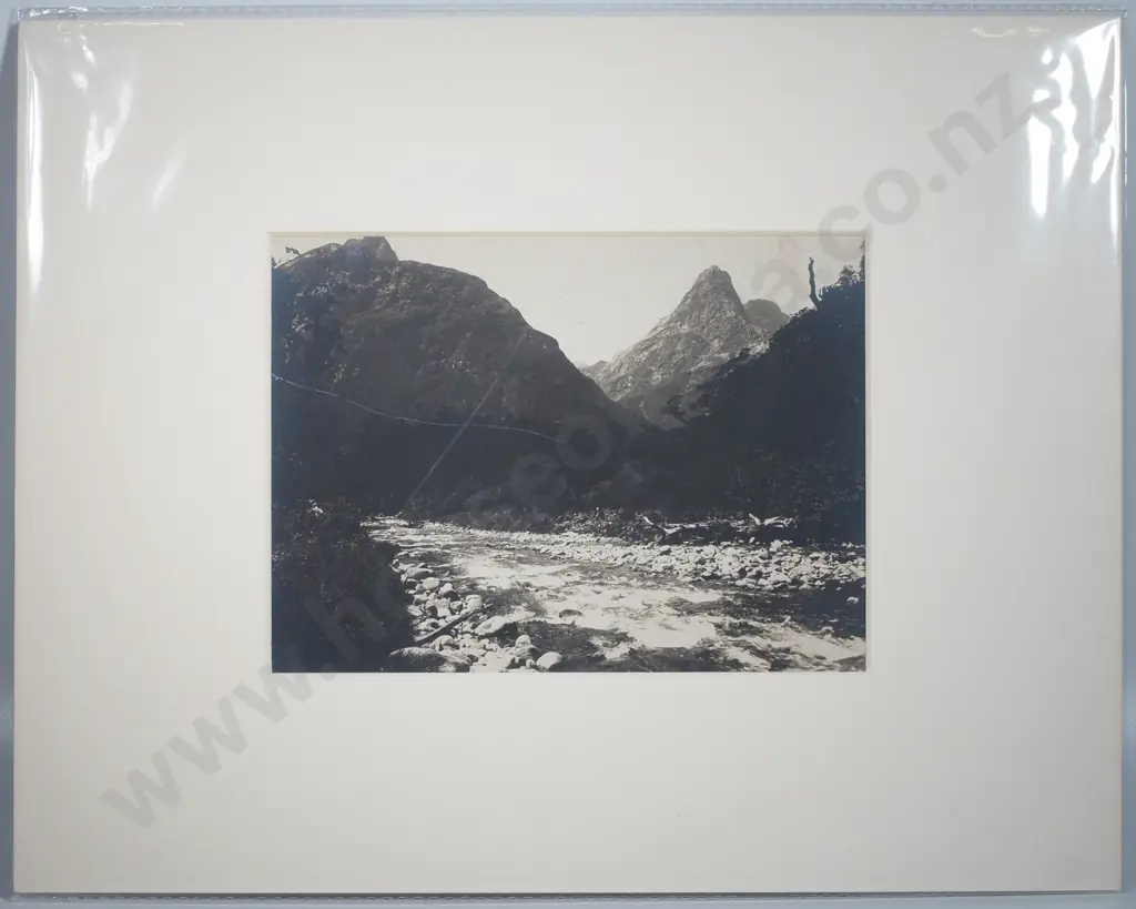 Photograph of Mounts Balloon & Elliott from Sutherland Falls, c.1900 Image 1++