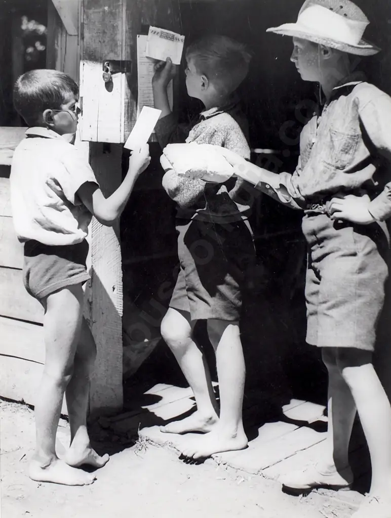 Victor Carlyle Browne - 'YMCA Camp Letterbox - Boys Posting Letters Home' - Gelatin Silver Photograph Image 1++