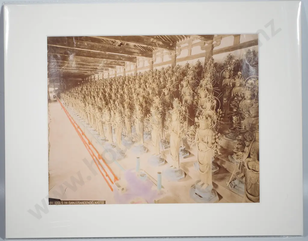 Japanese Albumen Photo of Idols in Sanjusangendo, Kioto, c.1880 Image 1++