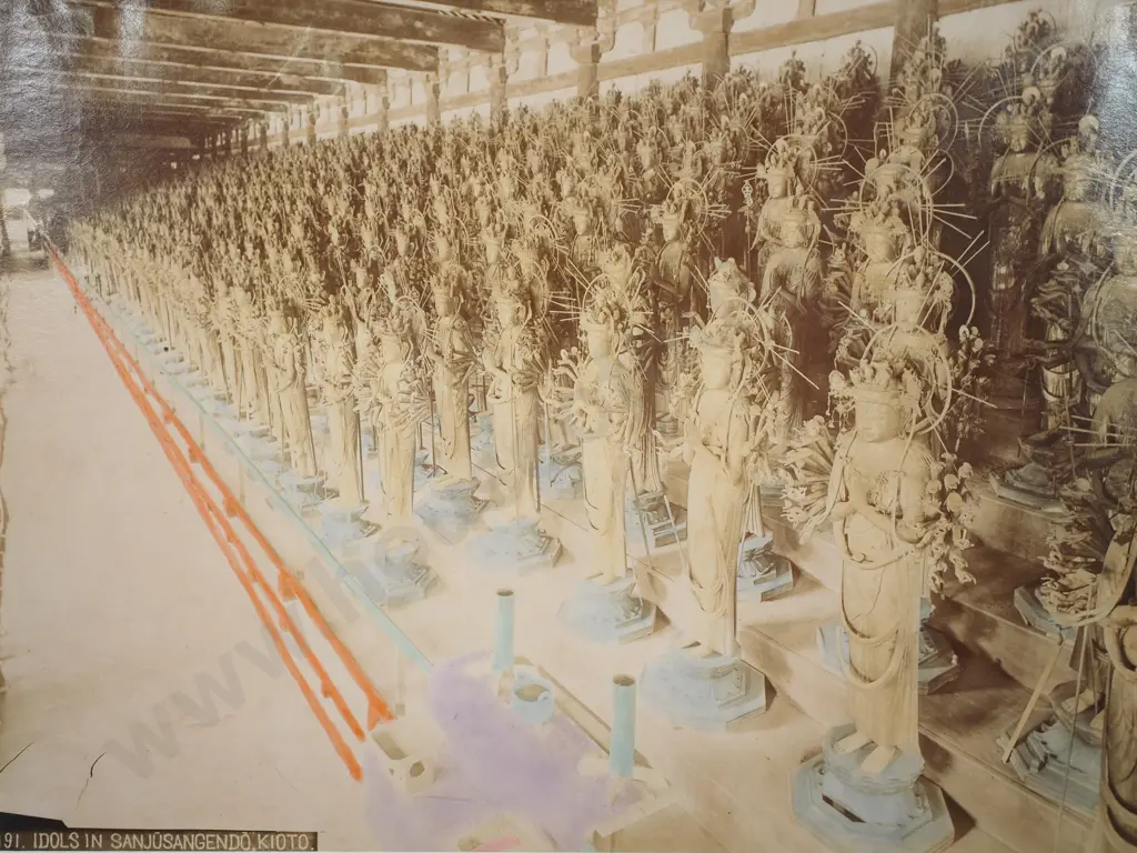 Japanese Albumen Photo of Idols in Sanjusangendo, Kioto, c.1880 Image 1++