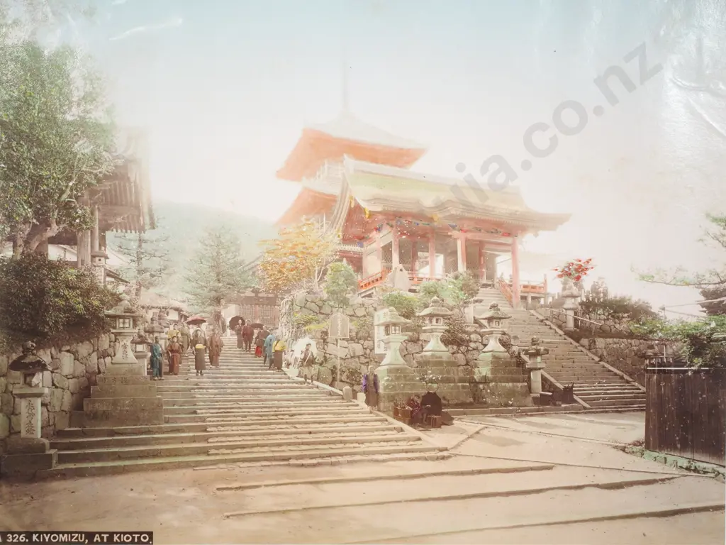 Japanese Albumen Photo of Kiyomizu at Kioto, c.1880 Image 1++