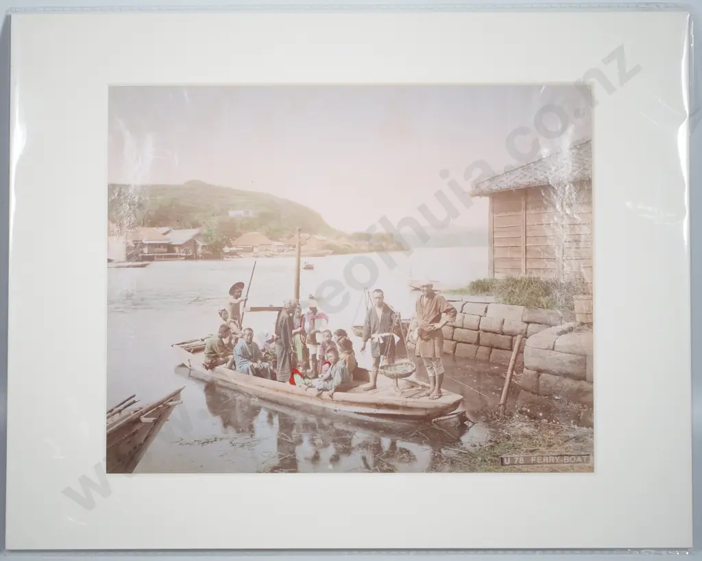 Japanese Albumen Photo of Ferry Boat, c.1880 Image 1++