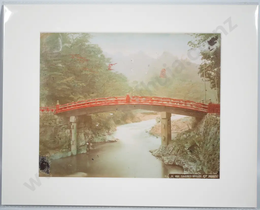 Japanese Albumen Photo, Sacred Bridge at Nikko c.1880 - Albumen Photo Image 1++