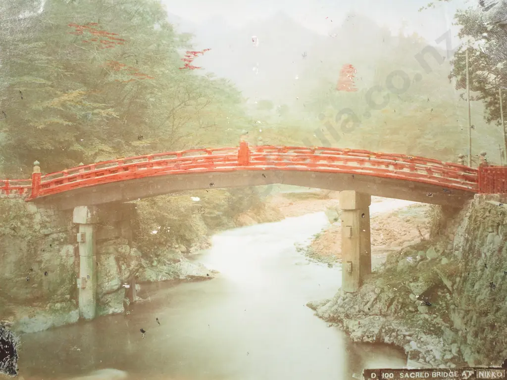Japanese Albumen Photo, Sacred Bridge at Nikko c.1880 - Albumen Photo Image 1++