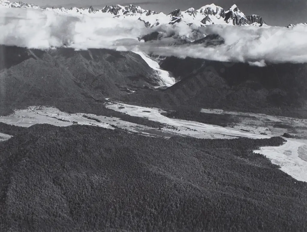 Victor Carlyle Browne - Mounts Cook & Tasman with Franz Josef Glacier, Photograph Image 1++