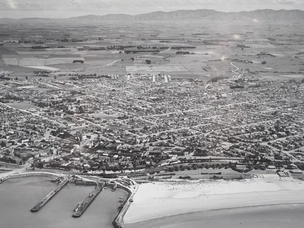 Victor Carlyle Browne - 'Timaru' - From the Air - Gelatin Silver Photograph Image 1++