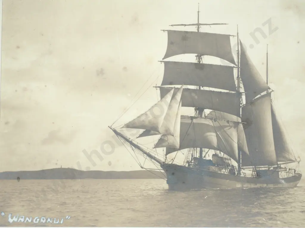 Original Photograph of Sailing Ship Called 'Wanganui', Late 19th Century Image 1++