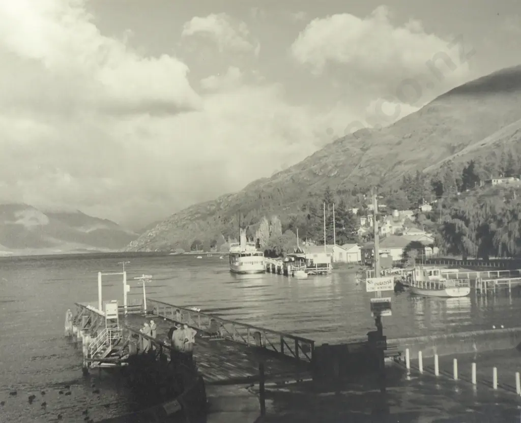 Frederick Lennard Casbolt - Wharf at Queenstown, Lake Wakatipu, Photograph, c. 1940 Image 1++
