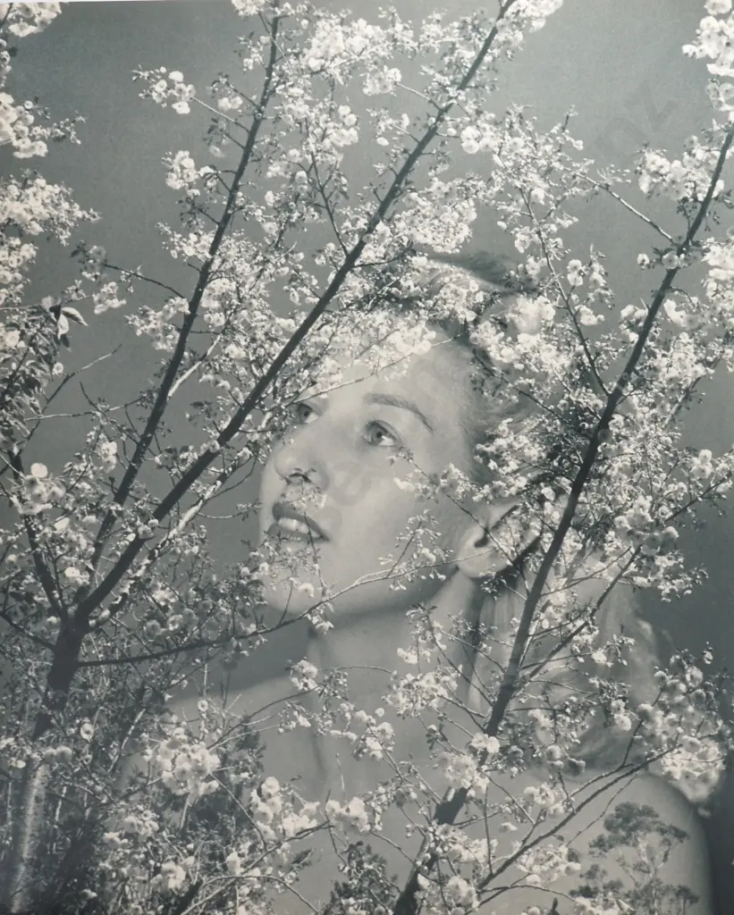 Frederick Lennard Casbolt - Photograph of a Girl with Cherry Blossoms Image 1++