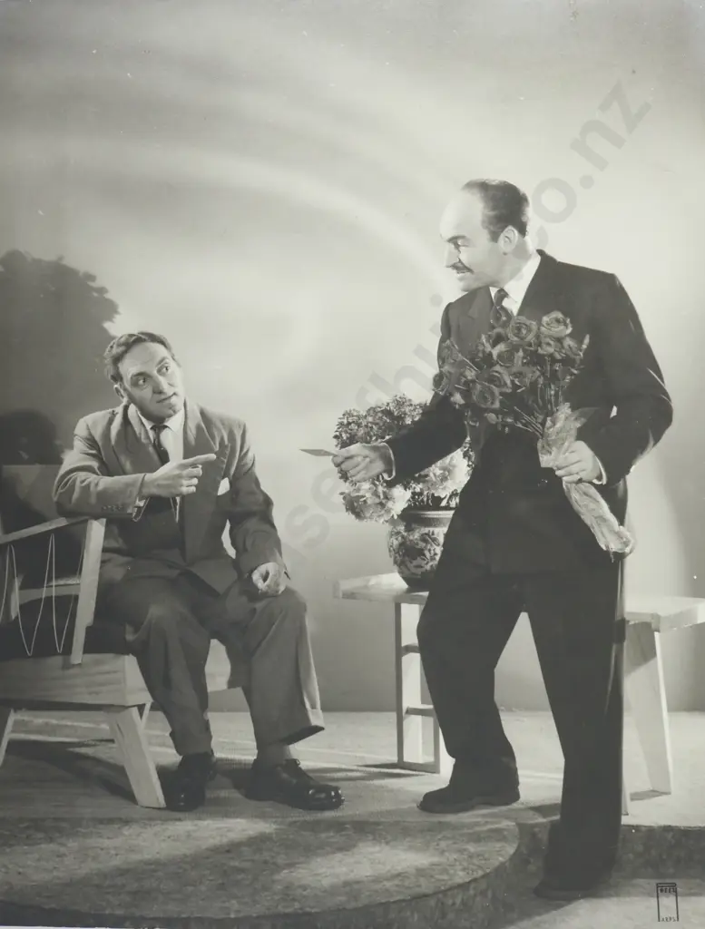 Geoffrey William Perry - Photograph of Two Men Acting in the Play 'Two Dozen Red Roses' Image 1++